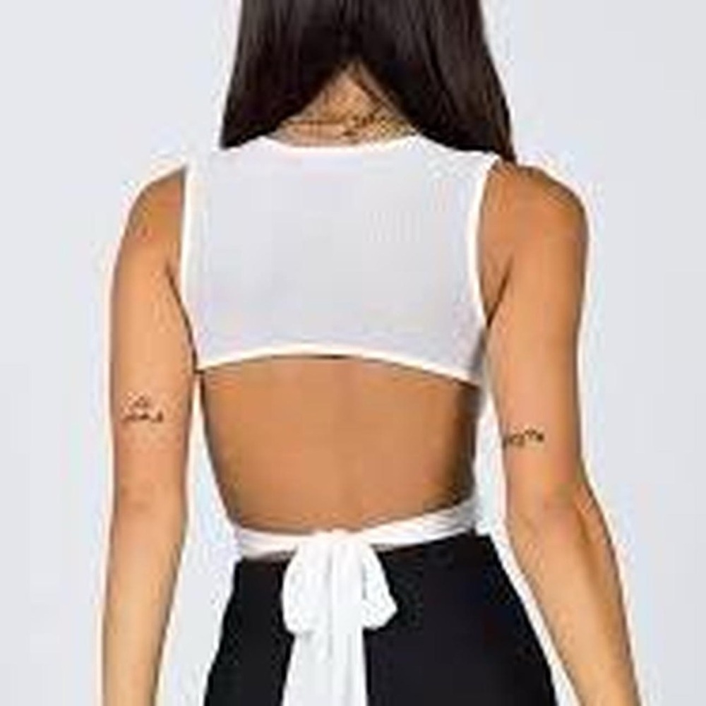 Princess Polly Cream Wrap Tank Top - Picture 3 of 4